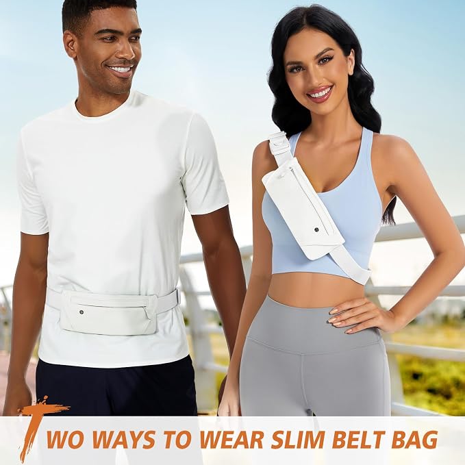 WHIPPY Slim Running Belt Fanny Pack for Women Men Elastic Runners Belt Waist Pouch Chest Bag Phone Holder Waist Pack for Running Hiking