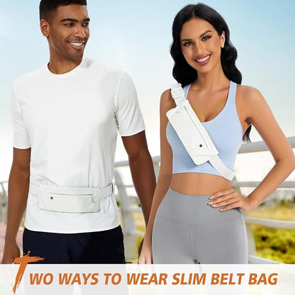 WHIPPY Slim Running Belt Fanny Pack for Women Men Elastic Runners Belt Waist Pouch Chest Bag Phone Holder Waist Pack for Running Hiking