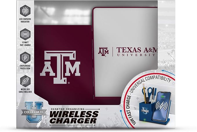 SOAR NCAA Unisex Cell Phone Wireless Charging Stand and Desktop Organizer