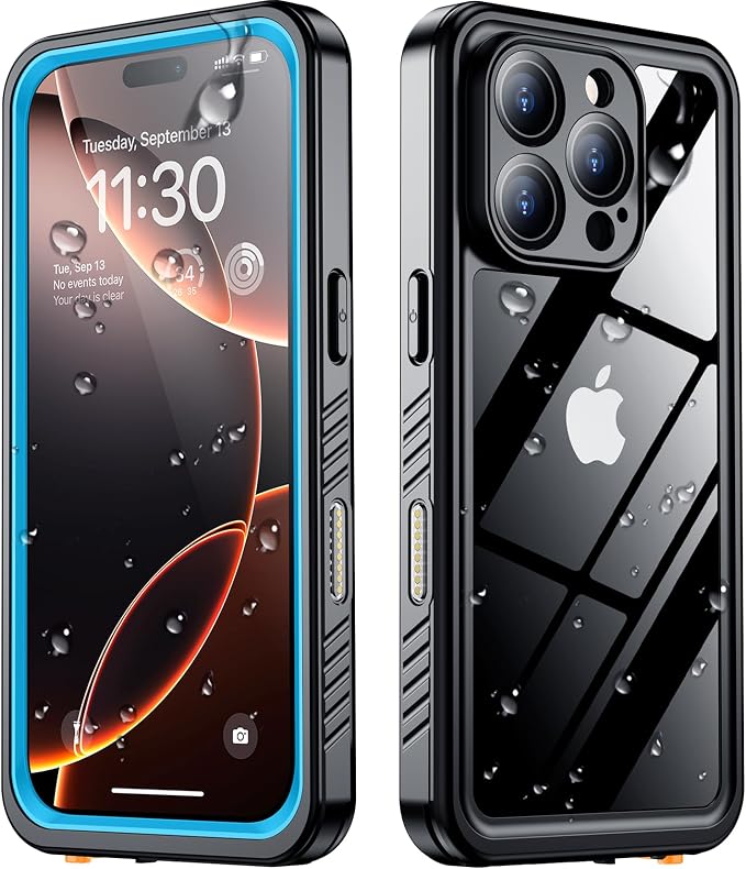 SPIDERCASE for iPhone 16 Pro Max Case Waterproof, [12FT Military Drop Proof] [IP68 Waterproof] [Full Body Protection] Heavy Duty Protective Cover for iPhone 16 Pro Max 6.9”, Light Blue