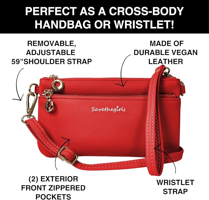 Save the Girls Cell Phone Purse - Touch Screen Women’s Crossbody Bag - Clutch Purses for Women (Bella) | Touch Screen, for Women