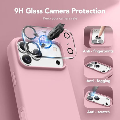GONEZ Magnetic for iPhone 17 Pro Case, Compatible with MagSafe, [Screen Protector + Camera Lens Protector], Liquid Silicone Anti-Scratch Shockproof Protective Phone Case 6.3 inch, Peach Pink