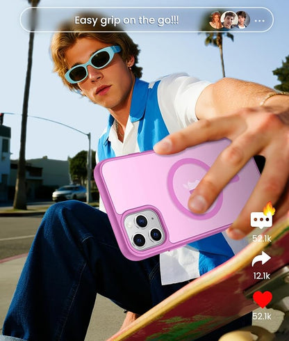 FNTCASE for iPhone 11 Pro Case: [Compatible with Magsafe] Translucent Matte Magnetic Phone Cover - Military Grade Drop Protection Shockproof Protective for iPhone 11Pro 2019 Cases - Pink