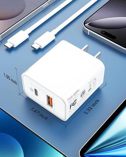 45W USB C Fast Charger for Google Pixel 10/10 Pro XL/Fold/10a/9/9 Pro XL/9a/8/8a/7/6/5/4 XL, 3-Pack 45W Dual Port Type C Wall Charger Super Fast Charging Block Power Adapter with 6FT USB-C Cable Cord