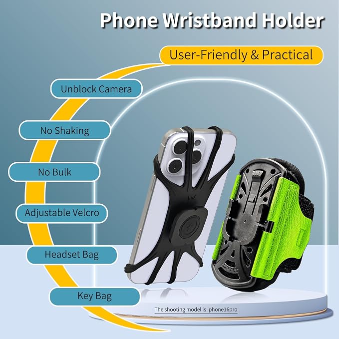 Wristband Phone Holder for Running,【360° Rotatable & Upgrade Anti-Drop】 Suitable for Mobile Phones（Fits All 4-6.5 Inch）, scanners, Portable Computers, and PDAs(Green)