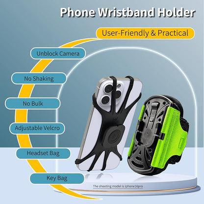 Wristband Phone Holder for Running,【360° Rotatable & Upgrade Anti-Drop】 Suitable for Mobile Phones（Fits All 4-6.5 Inch）, scanners, Portable Computers, and PDAs(Green)