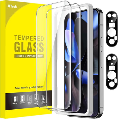 JETech Screen Protector for Google Pixel 9 Pro, 2+2 Pack | with Camera Lens Protector, HD Clear Tempered Glass, Anti-Scratch Protection, Easy Installation Tool