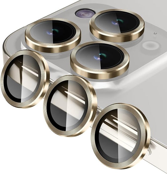 Jeluse Camera Lens Protector for iPhone 17 Pro Max/17 Pro/16 Pro Max/16 Pro/15 Pro Max/15 Pro/14 Pro Max/14 Pro, 9H Tempered Glass Screen Protector Cover Alignment Kit Metal Individual Ring