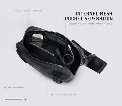 Gymreapers Travel Small Crossbody Bags for Men & Women with Hidden Pocket - Waterproof Crosssbody Fanny Pack for Men with Adjustable Shoulder Sling Belt for Traveling, Running & Hiking (Gunmetal)