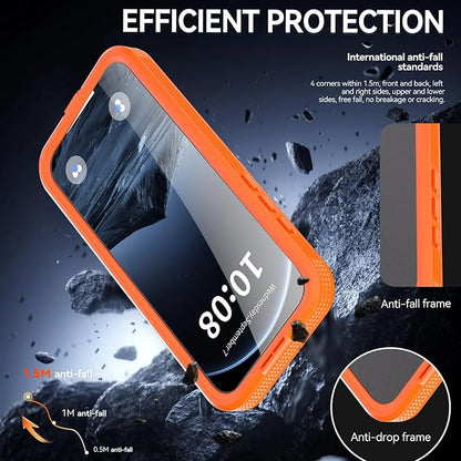 Omio for iPhone 17 Pro Waterproof Case Compatible with MagSafe Magnetic Waterproof Full Body IP68 Underwater Case Built-in Screen Protector Military Grade Shockproof Cover for Men Women Orange