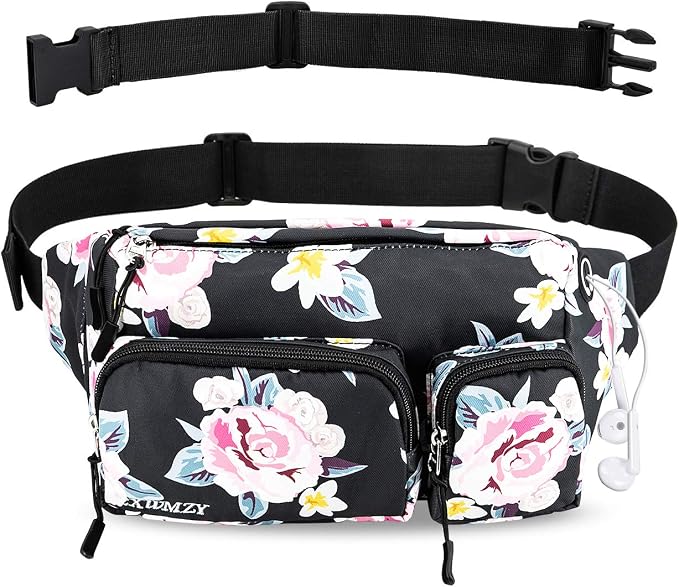 CXWMZY Fanny Packs For Women & Men, Waist Bag Hip Bum Bag Strap Extension Large Capacity Easy Carry Any Phone Passport Wallet for Outdoors Workout Traveling Casual Running Hiking Cycling Dog Walking