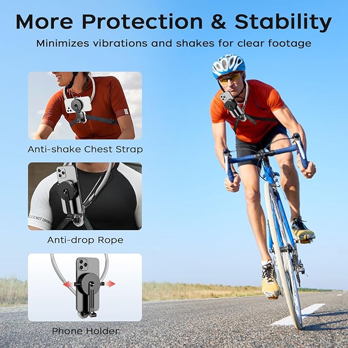 FUNSNAP Magnetic Neck Mount for Phones, POV Phone Holder Hand Free Chest Stand Video Recording Vlog for iPhone 17 16 15 14 13 Android Phones