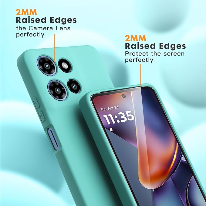 for Motorola Moto G 2025 Case, 2 Pack Tempered Glass Screen Protectors, Soft TPU Liquid Silicone Shockproof Gel Case-Ice Blue