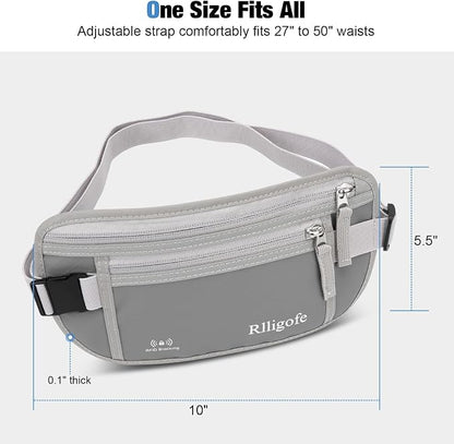 Money Belt for Travel Women and Men Hidden - Slim RFID Blocking Travel Wallet with Secure Anti-Theft Pouch, Passport Holder for Passport, Credit Cards, Cash Under Clothes