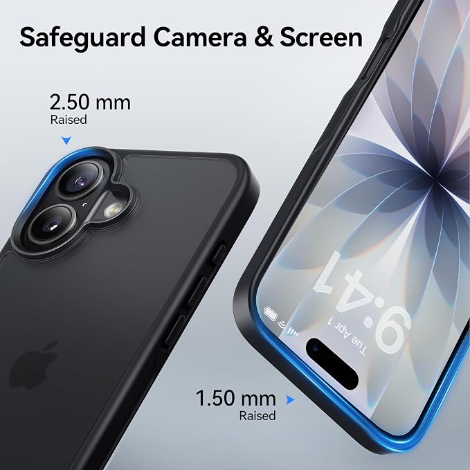 CASEKOO Armor Shockproof Designed for iPhone 17 Case [16FT Military Grade Protection] Matte Finish Protective Phone Case Anti-Fingerprint Thin Slim Hard Cover for iPhone 17 - Black
