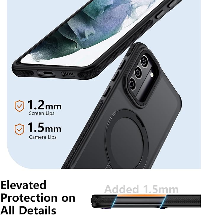for Samsung Galaxy S21 Plus Case, Magnetic Adjustable Ring Stand [Fit for Magsafe], [Military-Grade Shockproof Protection] Phone Case with Kickstand&Ring Holder (Black)