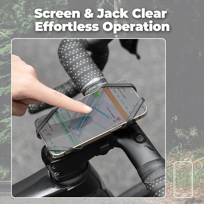 ROCKBROS Bike Cell Phone Mount for Stem 4-7 Inch, Scratch-Free Silicone Cycling Phone Holder (Black - Stem)