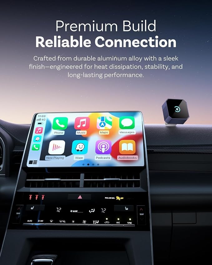 Wireless CarPlay Adapter for Apple iPhone & Android Auto, 2026 Upgraded 2-in-1 Plug and Play Converts Wired to Wireless CarPlay, Fast Auto-Connect, Zero Latency with iPhone iOS 10+