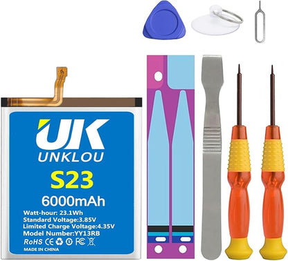 Galaxy S23 Battery, [Upgraded] UNKLOU 6300mAh Li-Polymer EB-BS912ABY Replacement Battery for Galaxy S23 5G SM-S911B SM-S911U SM-S911U1 SM-S911N with Repair Tool Kit [12 Month Service]