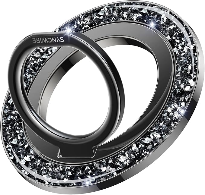 SYNCWIRE Magnetic Phone Ring Holder for MagSafe - Glitter Phone Grip Stand with 360° Rotation Finger Ring Kickstand Blingbling Compatible with iPhone 17 16 15 14 13 12 Pro Max MagSafe Accessories