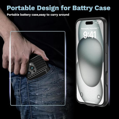 13800mAh Battery Case for iPhone 15Pro Max (6.7 inch), [2026 Upgraded] Portable Battery Charging Case, Rechargeable Battery Back Charger Case with Tempered Glass Screen Protector, Black