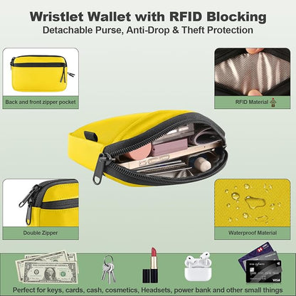 YFWE Clip and Go Strap for Phone with Wallet Crossbody, Adjustable Phone Lanyard with Detachable RFID Wristlet Wallet & Ultra-Thin 360° Rotatable Metal Tabs for All Smartphones (Yellow)