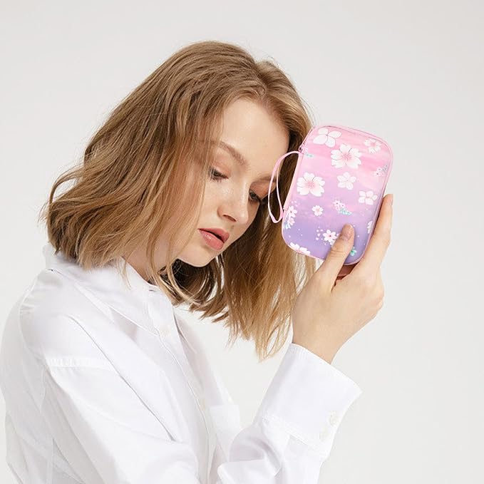 Phone Charger Case Storage Set with Cute Flower Cable Protector with Carrying Cable Case Bag,Cord Organizer, USB Earphone Wire Saver Organizer Charger Protector for iPhone (Purple Flower)