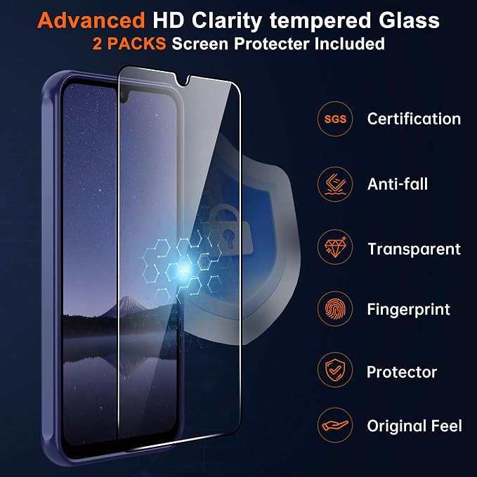 for Samsung Galaxy A16 5G Phone Case : A16 Case [Mag-Safe Fit] with Tempered Glass Screen Protector, Samsung A16 5G Case Matte Translucent Soft-Touch Skin & Full Body Protection Cell Phone A 16,Blue