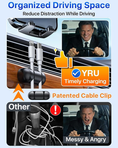 YRU [True Upgrade for Safety Car Phone Holder Mount [Patent & Military-Grade] Dashboard Cell Phone Holder for Car Vent Windshield Phone Stand for iPhone 17 16 15 14 13 Pro Max Truck Samsung, Pink