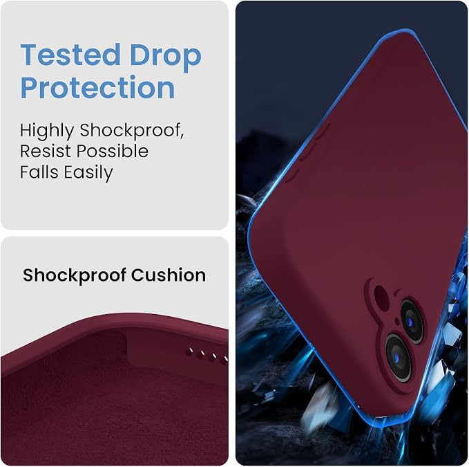 FireNova Designed for iPhone 16 Case, Silicone Upgraded [Camera Protection] Phone Case, Soft Anti-Scratch Microfiber Lining Inside, 6.1 inch, Plum