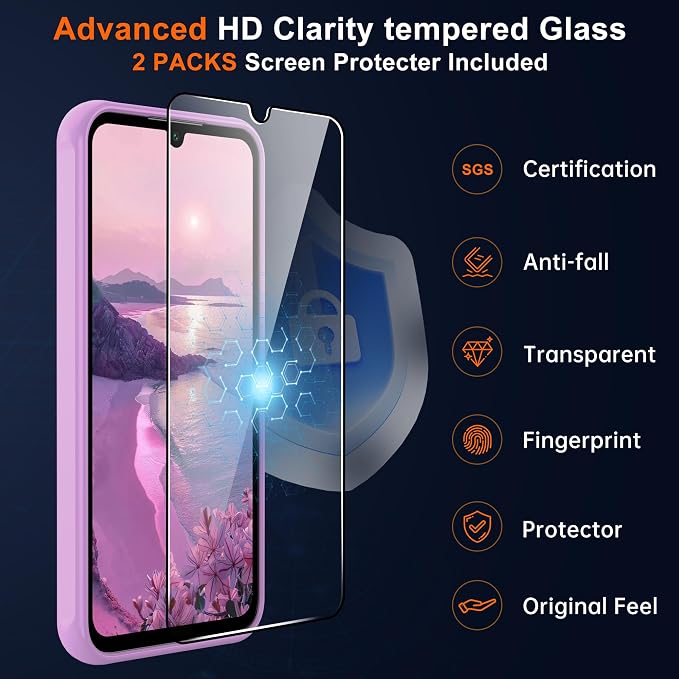 Compatible for Samsung Galaxy A15 5G Phone Case: A15 Case [Mag-Safe Fit] with 2PC Tempered Glass Screen Protector,Matte Translucent Soft-Touch Skin/Full Body Protection for Cell Phone A 15 Cover,Pink