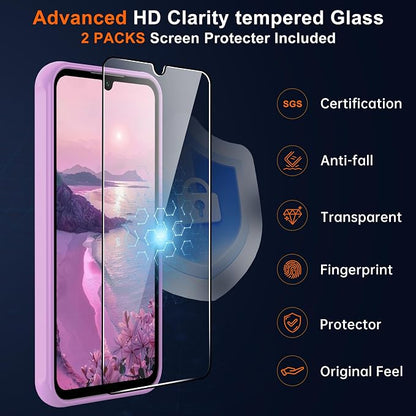 Compatible for Samsung Galaxy A15 5G Phone Case: A15 Case [Mag-Safe Fit] with 2PC Tempered Glass Screen Protector,Matte Translucent Soft-Touch Skin/Full Body Protection for Cell Phone A 15 Cover,Pink