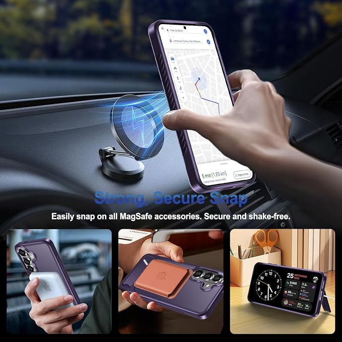 RMOCR for Samsung Galaxy S26+ Plus Case with Screen Protector+Lanyard Wrist Strap,Magnetic Translucent Matte Rugged Slim Phone Cover Built in Invisible Kickstand [Fit for MagSafe],2026 Purple