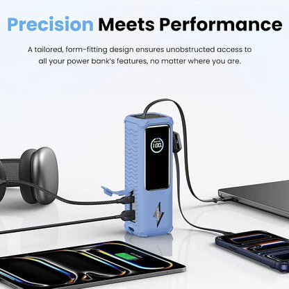 Silicone Case for Anker Laptop Power Bank (25000mAh 165W), with Charging Cable Holder, Portable Protective Cover Compatible with Anker 25000mAh 165W Power Bank for Travel & Daily Use(Light Blue)