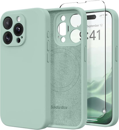 Magnetic for iPhone 13 Pro Case, Compatible with MagSafe, [Full Camera Protection][Screen Protector] Silicone Shockproof Protective Phone Case for iPhone 13 Pro 6.1", Mint