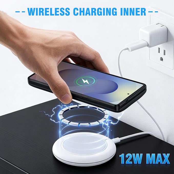 S25 Ultra Battery Charging Case, 10000mAh Portable Rechargeable Wireless Charging Case for Samsung Galaxy S25 Ultra 5G(6.9 inch), Protective Extended Battery Pack Charger Cover - Black