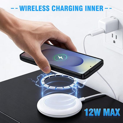 S25 Ultra Battery Charging Case, 10000mAh Portable Rechargeable Wireless Charging Case for Samsung Galaxy S25 Ultra 5G(6.9 inch), Protective Extended Battery Pack Charger Cover - Black