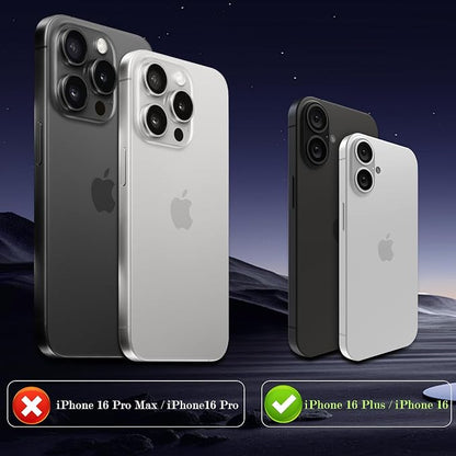 Camera Lens Protector for iPhone 16 / iPhone 16 Plus Camera Lens Protector [Strong Adsorption] [Not Easy to Break] Metal Tempered Glass Rear Camera Screen Cover - Black