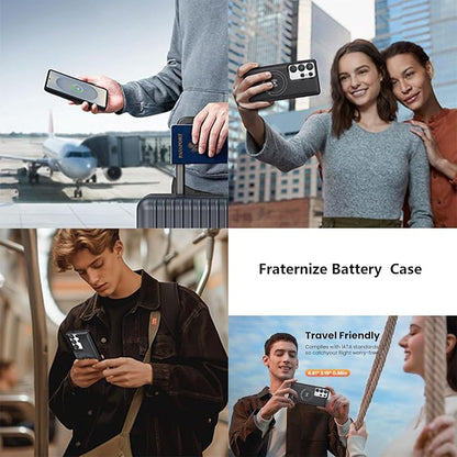 Charging Phone case for Samsung Galaxy S23 Ultra/Galaxy S22 Ultra Battery Case, Real 10000mAh Portable Power Bank with Magnetic Wireless Charging Black