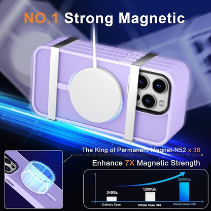 MOCCA Strong Magnetic for iPhone 12 Pro Max Case,[Compatible with Magsafe][Glass Screen Protector+Camera Lens Protector] Slim Thin Shockproof Cover Phone Case for iPhone 12 Pro Max 6.7", Light Purple
