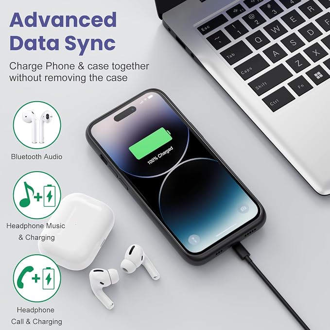 Feob Battery Case for iPhone 14 Pro Max/14 Plus/13 Pro Max, [2026 Upgraded] 8600mAh Ultra-Slim Portable Extended Charger Cover for iPhone 13 Pro Max/14 Pro Max/14 Plus Charging Case (6.7 Inch)-Black