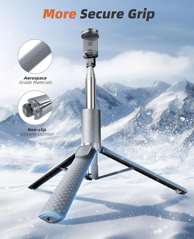Phone Tripod & Selfie Stick with Remote, Portable, Lightweight for Video Recording Vlog, Extendable Travel Tripod Stand Compatible with iPhone Android, Grey, 62"