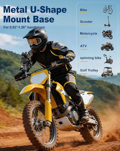 Motorcycle Phone Mount,Anti Vibration Bike Phone Holder for Handlebar, 360° Rotation Bicycle Phone Holder for Scooter, ATV,MTB,Dirt Bike,E-Bike,Compatible with iPhone 16 15 Pro