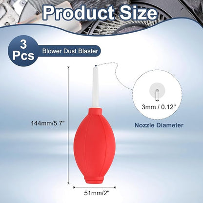 PATIKIL Soft Tip Air Blower Dust Blaster, 3 Pcs Rubber Bulb Air Pump Dust Blower Cleaner Cameras Lens Cleaning Tool with Long Nozzle for Camera Lens Computer Keyboard, Red/White