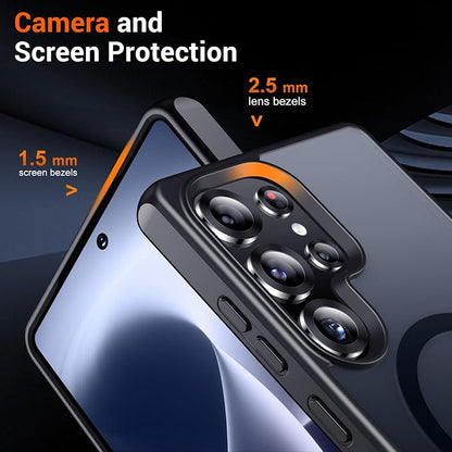 Temdan Designed for Samsung Galaxy S25 Ultra Case Magnetic,[Built in Hidden Kickstand][Military Grade Drop Protection] [Translucent Matte] Slim Thin Phone Case for Galaxy S25 Ultra Case 6.9"- Black