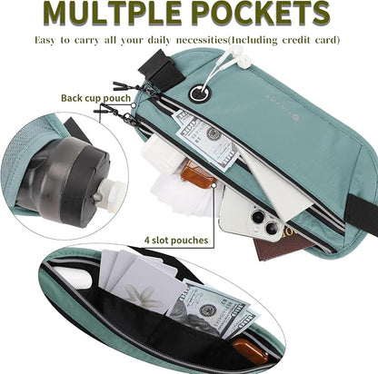 Slim Running Belt for Women Men Runners Fanny Packs With Phone Holder Hidden Pockets Exercise Waist Bag for Marathon Workout