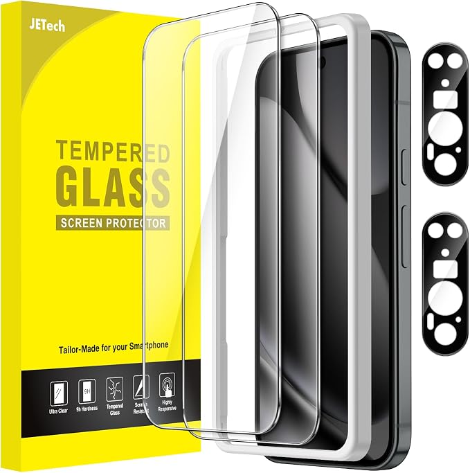 JETech Screen Protector for Google Pixel 10 Pro, 2+2 Pack | with Camera Lens Protector, HD Clear Tempered Glass, Anti-Scratch Protection, Easy Installation Tool