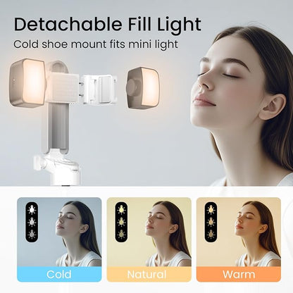 Portable Selfie Stick Tripod with Dual Fill Lights & Bluetooth Remote – 3-in-1 Pocket Size Phone Tripod with 2 Cold Shoe Mounts for iPhone Android – Mini Video Stand for Live Streaming