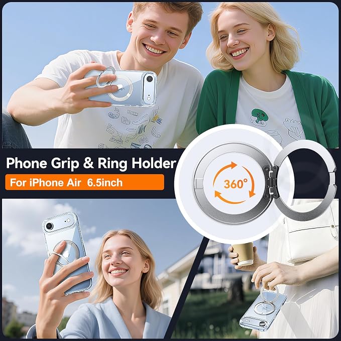 3 in 1 for iPhone Air Case Stand |Build in Kickstand,Screen Protector *1 & Camera Lens Protector*1, Not Yellowing, Fits MagSafe, Military-Grade Protection