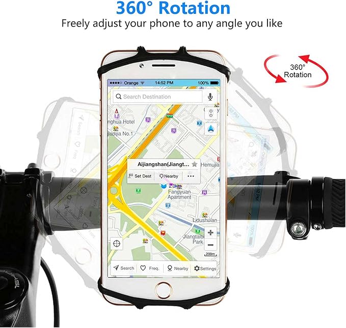 VOVIGGOL Bike Phone Mount 2 Pack, Universal Motorcycle Phone Holder for Bike, 360°Rotation Silicone Bicycle Phone Holder Handlebar Phone Mount Compatible with iPhone, Samsung, All Smartphones